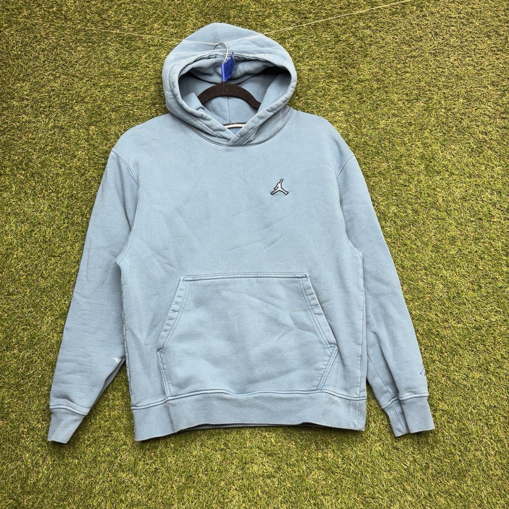 Jordan Hoodie Mens Small Flight Athletic Y2K Sportswear Fleece Blue Nike Air